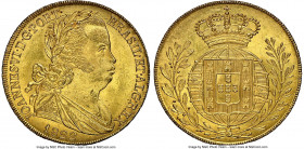 João VI gold 6400 Reis (Peça) 1822 MS65 NGC, Lisbon mint, KM364, Fr-128. A brilliant and lustrous Gem Mint State specimen, featuring the painstakingly...