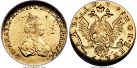 Catherine II gold Rouble 1779 MS62 NGC, St. Petersburg mint, KM-C76, Bit-115 (R), Diakov-388. Only a one-year type, and a highly challenging issue to ...