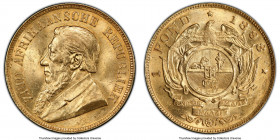 Republic gold Pond 1898 MS63 PCGS, Pretoria mint, KM10.2. A popular denomination of the South African Republic displaying luminous cartwheel brillianc...