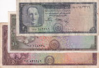 Afghanistan, 2-10-50 Afghanis, 1948/1951, p28; p30; p33, (Total 3 banknotes)
2-50 Afghanis, VF; 10 Afghanis, UNC(-)
Estimate: USD 30-60