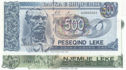 Albania, 500-1.000 Leke, 1994/1996, UNC, p60; p58, (Total 2 banknotes)
Estimate: USD 20-40
