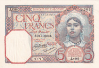 Algeria, 5 Francs, 1933, UNC, p77a
Estimate: USD 70-140