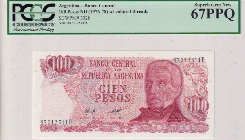 Argentina, 100 Pesos, 1976/1978, UNC, p302b
PCGS 67 PPQ, High Condition
Estima...