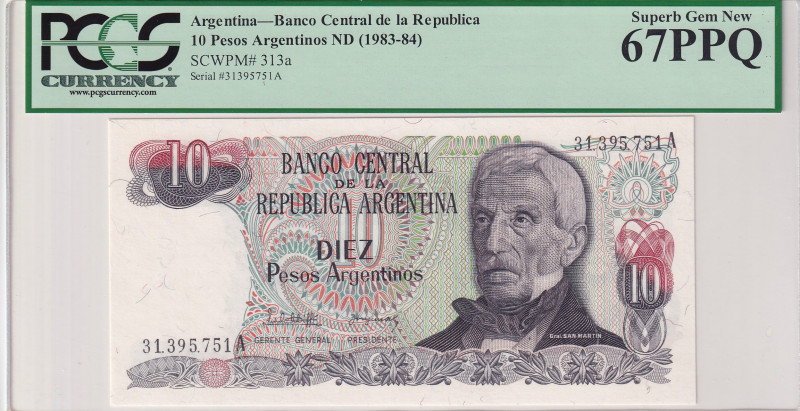 Argentina, 10 Pesos Argentinos, 1983/1984, UNC, p313a
PCGS 67 PPQ, High Conditi...