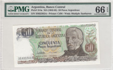 Argentina, 50 Pesos Argentinos, 1983/1985, UNC, p314a
PMG 66 EPQ
Estimate: USD 25-50