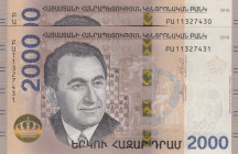 Armenia, 2.000 Dram, 2018, UNC, pNew, (Total 2 consecutive banknotes)
Estimate: USD 20-40