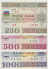 Azerbaijan, 250-500-1.000 Manat, 1993, p13A; p13B; p13C, (Total 3 banknotes)
250 Manat, UNC(-);500 Manat, AUNC; 1.000 Manat, XF(+), There is a tear i...