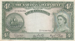 Bahamas, 4 Shillings, 1953, XF(-), p13d
Queen Elizabeth II. Potrait
Estimate: USD 70-140