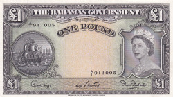 Bahamas, 1 Pound, 1953, UNC, p15b
Queen Elizabeth II Portrait, Commemorative Banknote
Estimate: USD 900-1800