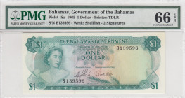 Bahamas, 1 Dollar, 1965, UNC, p18a
PMG 66 EPQ
Estimate: USD 150-300