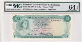 Bahamas, 1 Dollar, 1965, UNC, p18b
PMG 64 EPQ
Estimate: USD 120-240