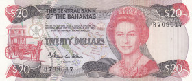 Bahamas, 20 Dollars, 1984, XF, p47a
Queen Elizabeth II. Potrait
Estimate: USD 75-150