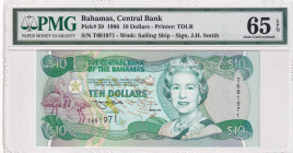 Bahamas, 10 Dollars, 1996, UNC, p59
PMG 65 EPQ, Queen Elizabeth II. Potrait
Estimate: USD 300-600