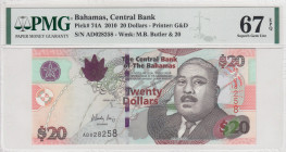 Bahamas, 20 Dollars, 2010, UNC, p74a
PMG 67 EPQ, High condition 
Estimate: USD 50-100