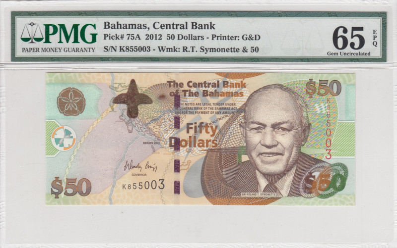 Bahamas, 50 Dollars, 2012, UNC, p75A
PMG 65 EPQ
Estimate: USD 75-150