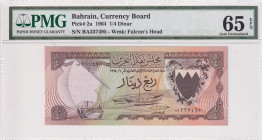 Bahrain, 1/4 Dinar, 1964, UNC, p2a
PMG 65 EPQ
Estimate: USD 300-600