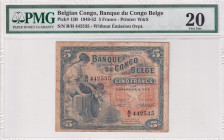 Belgian Congo, 5 Francs, 1951, VF, p13B
PMG 20
Estimate: USD 60-120
