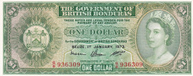 Belize, 1 Dollar, 1973, UNC, p28c
Queen Elizabeth II. Potrait
Estimate: USD 500-1000