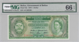 Belize, 1 Dollar, 1976, UNC, p33c
PMG 66 EPQ, Queen Elizabeth II. Potrait
Estimate: USD 150-300
