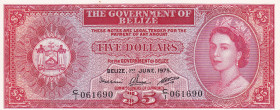 Belize, 5 Dollars, 1975, UNC, p35a
Queen Elizabeth II. Potrait
Estimate: USD 250-500