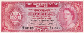 Belize, 5 Dollars, 1976, XF, p35b
Queen Elizabeth II. Potrait
Estimate: USD 250-500