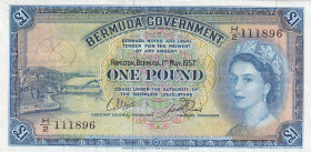 Bermuda, 1 Pound, 1957, XF, p10c
Portrait of Queen Elizabeth II, Obverse with pencil writing.
Estimate: USD 80-160