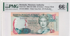 Bermuda, 20 Dollars, 2008, UNC, p53A
PMG 66 EPQ, Queen Elizabeth II. Potrait
Estimate: USD 200-400