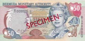 Bermuda, 50 Dollars, 2000, UNC, p54s, SPECIMEN
Queen Elizabeth II. Potrait
Estimate: USD 100-200