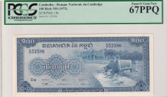 Cambodia, 100 Riels, 1972, UNC, p13b
PCGS 67 PPQ, High Condition
Estimate: USD 25-50
