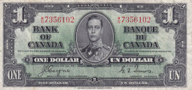 Canada, 1 Dollar, 1937, VF(+), p58a
King George VI Portrait, Slightly stained
Estimate: USD 15-30