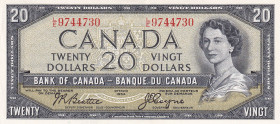 Canada, 20 Dollars, 1954, AUNC, p80a
Queen Elizabeth II. Potrait
Estimate: USD 90-180