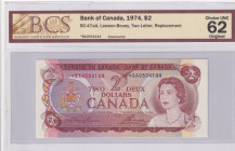 Canada, 2 Dollars, 1974, UNC, p86a, REPLACEMENT
BCS 62, Queen Elizabeth II. Potrait
Estimate: USD 150-300
