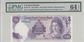 Cayman Islands, 40 Dollars, 1981, UNC, p9a
PMG 64 EPQ, Queen Elizabeth II. Potrait
Estimate: USD 250-500