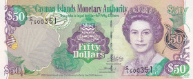 Cayman Islands, 50 Dollars, 2003, UNC, p32a
Queen Elizabeth II. Potrait
Estimate: USD 80-160