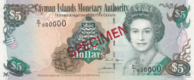 Cayman Islands, 5 Dollars, 2005, UNC, p34a, SPECIMEN
Queen Elizabeth II. Potrait
Estimate: USD 60-120