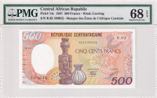 Central African Republic, 500 Francs, 1987, UNC, p14c
PMG 68 EPQ, High Condition 
Estimate: USD 60-120