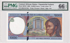 Central African States, 10.000 Francs, 2000, UNC, p505Nf
PMG 66 EPQ, "N" Equatorial Guinea
Estimate: USD 75-150