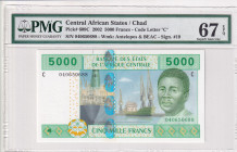 Central African States, 5.000 Francs, 2002, UNC, p609C
PMG 67 EPQ, High condition , P for Chad
Estimate: USD 40-80