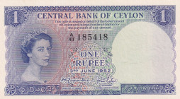 Ceylon, 1 Rupee, 1952, UNC, p49a
Queen Elizabeth II. Potrait
Estimate: USD 150-300