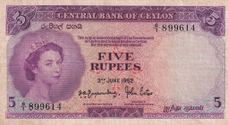 Ceylon, 5 Rupees, 1952, VF, p51
Queen Elizabeth II. Potrait
Estimate: USD 100-200