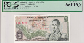 Colombia, 5 Pesos Oro, 1981, UNC, p406f
PCGS 66 PPQ
Estimate: USD 25-50