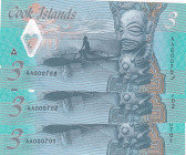 Cook Islands, 3 Dollars, 2021, UNC, pNew, (Total 3 consecutive banknotes)
Polymer plastics banknote
Estimate: USD 15-30