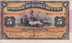 Cuba, 5 Pesos, 1896, XF(-), p48b
Estimate: USD 15-30