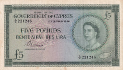 Cyprus, 5 Pounds, 1956, VF, p36a
Stained, Queen Elizabeth II. Potrait
Estimate: USD 500-1000