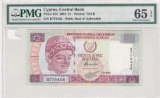 Cyprus, 5 Pounds, 2003, UNC, p61b
PMG 65 EPQ
Estimate: USD 60-120