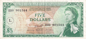 East Caribbean States, 5 Dollars, 1965, VF(+), p14m
Queen Elizabeth II. Potrait
Estimate: USD 25-50