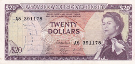 East Caribbean States, 20 Dollars, 1965, XF(-), p15f
Queen Elizabeth II. Potrait
Estimate: USD 50-100