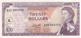 East Caribbean States, 20 Dollars, 1965, XF(-), p15k
Queen Elizabeth II. Potrait
Estimate: USD 50-100