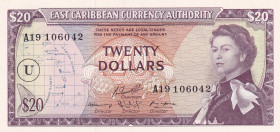 East Caribbean States, 20 Dollars, 1965, UNC, p15n
Queen Elizabeth II. Potrait
Estimate: USD 500-1000