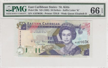 East Caribbean States, 50 Dollars, 1993, UNC, p29k
PMG 66 EPQ, Queen Elizabeth II. Potrait, Rare
Estimate: USD 350-700